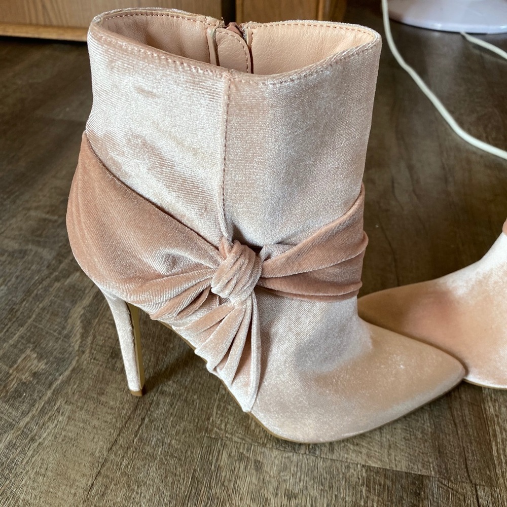 COPY - JustFab pink velour booties